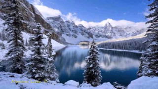 Snowy mountains lake forest winter - covered free wallpaper
