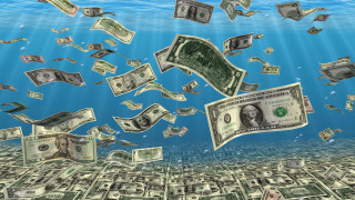 Money floating ocean floor blue - money free wallpaper