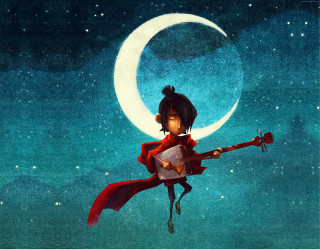 Girl flying guitar full moon - diego gisbert llorens free wallpaper