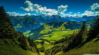 Scenic view valley mountains clouds - scenic free wallpaper
