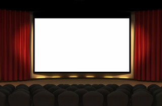 Theater red curtains white screen - avgust černigoj free wallpaper