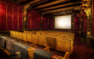 Theater screen chairs curtained wall - screen free wallpaper