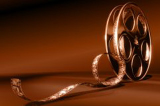 Film reel gold ribbon brown - filmic free wallpaper