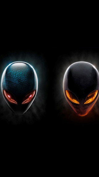 Alien heads glowing eyes black - alien free wallpaper for mobile