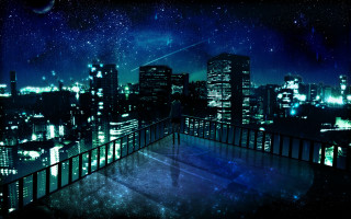 City skyline night balcony person - the city free wallpaper