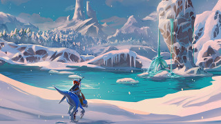 Person riding horse snowy landscape - a person riding free wallpaper