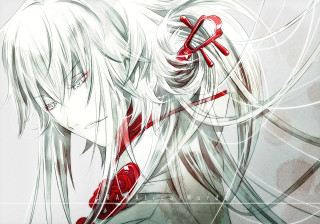 Anime girl white hair red 12 - a red bow free wallpaper for desktop