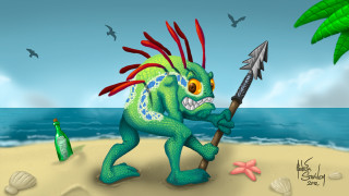 Green creature spear beach beer - a green creature free wallpaper