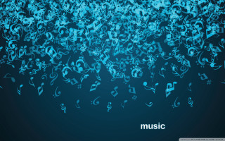Blue background musical notes symbols 2 - musical note free wallpaper