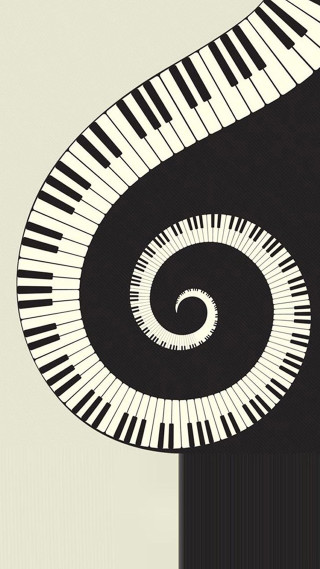 Piano spiral design black white - a piano free wallpaper for mobile