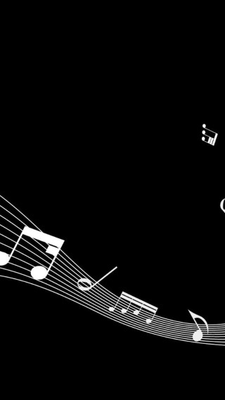 Music notes black white background - a white border free wallpaper for mobile
