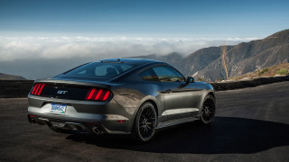 Gray mustang parked mountain road - caravaggio free wallpaper