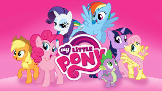 Little ponies group pink background 2 - little pony free wallpaper