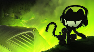 Cartoon cat headphones rock green - a cartoon cat free wallpaper