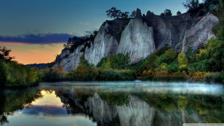 Lake mountains trees sunset sky 12 - a colorful sky free wallpaper