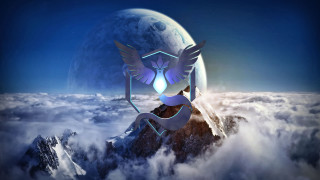 Bird wings mountain top clouds - plain background free wallpaper