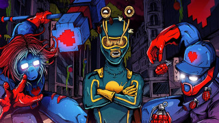 Cartoon characters street building red - funk art free wallpaper for desktop