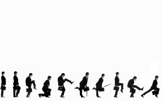 Silhouette group people walking umbrellas - bag free wallpaper