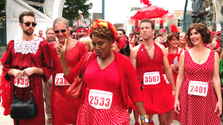 Feminist race group red dresses - number free wallpaper