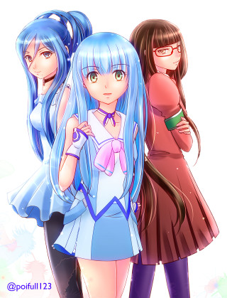 Anime girls bluehair pinkdress greencup - two anime girl free wallpaper for mobile