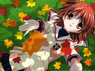 Girl uniform maple leaf leaves - a girl in a uniform free wallpaper
