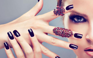 Woman black nails red black - ring free wallpaper