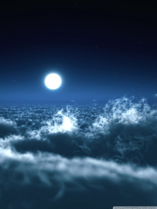 Full moon clouds sky bright - above the cloud free wallpaper