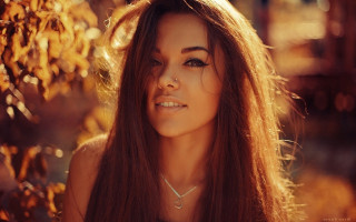 Woman long hair necklace posing 14 - long dark hair free wallpaper