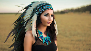 Woman headdress feathered head field 2 - headdress free wallpaper