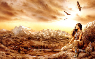Native american woman rock bird - overhead in the sky above free wallpaper