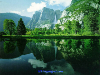 Mountain waterfall lake blue sky - felipe seade free wallpaper for desktop