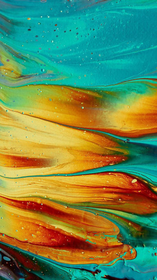 Blue yellow wave bubbles surface - wave free wallpaper for mobile
