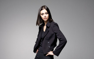 Woman black suit posing hands 3 - fashion free wallpaper