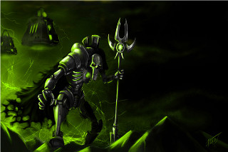 Green black demon spear skull - back free wallpaper