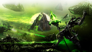 Green alien sword landscape creatures - a green landscape free wallpaper
