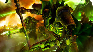 Green demon holding spear green 2 - warhammer free wallpaper