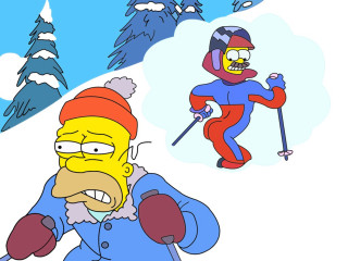 Cartoon character skiing snow bird - brian snøddy free wallpaper