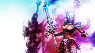 Woman costume sword blue purple - a background free wallpaper for desktop