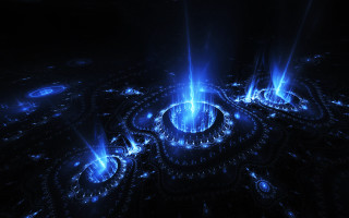 Circular structure blue lights black - the middle of it free wallpaper