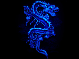 Blue dragon black background cloisonnism - a silk screen free wallpaper