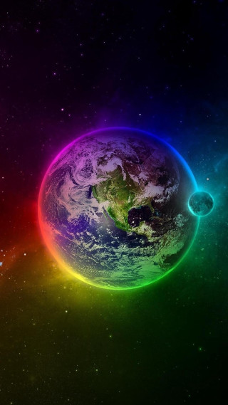 Colorful earth space stars rainbow 9 - free space wallpaper for mobile