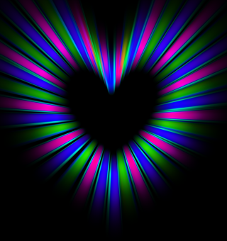 Heart black background rainbow light 2 - free neon wallpaper for tablet