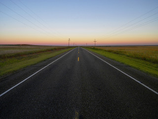 Road power lines field blue - widescreen free wallpaper for desktop