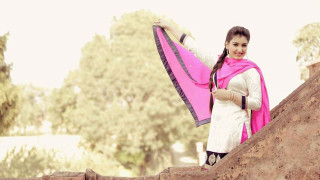 Woman white dress pink umbrella 2 - a pink umbrella free wallpaper