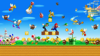 Mario characters sky background clouds - mario free wallpaper