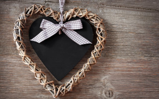 Heart shaped decoration bow wooden - decoration free wallpaper