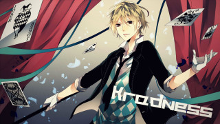 Man tie suit knife playing - a red curtain free wallpaper