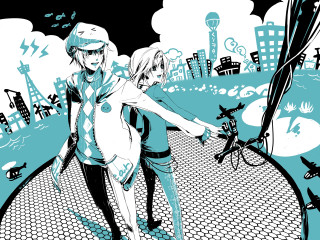 City skyline people fishnets fullmoon - lineart free wallpaper for desktop