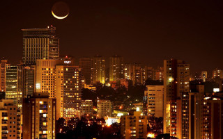 City skyline crescent moon nighttime 2 - hurufiyya free wallpaper