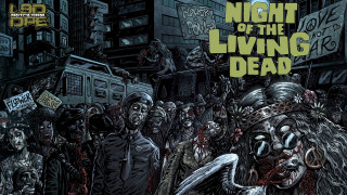 Zombies walking city street night - living free wallpaper